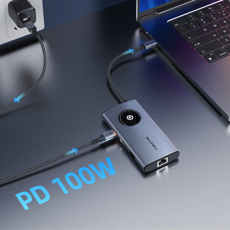 CABLETIME 8 in 1 USB C HUB 4K Type C Hub to HDMI PD100W SD&TF LAN USB3.0 5Gbps Splitter Adapter for Laptop Macbook Pro Air Dock
