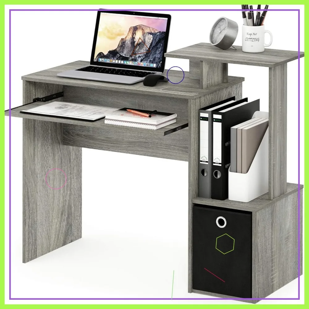 

Многоцелевой компьютерный стол для домашнего офиса с ящиком для клавиатуры, французский дуб серый