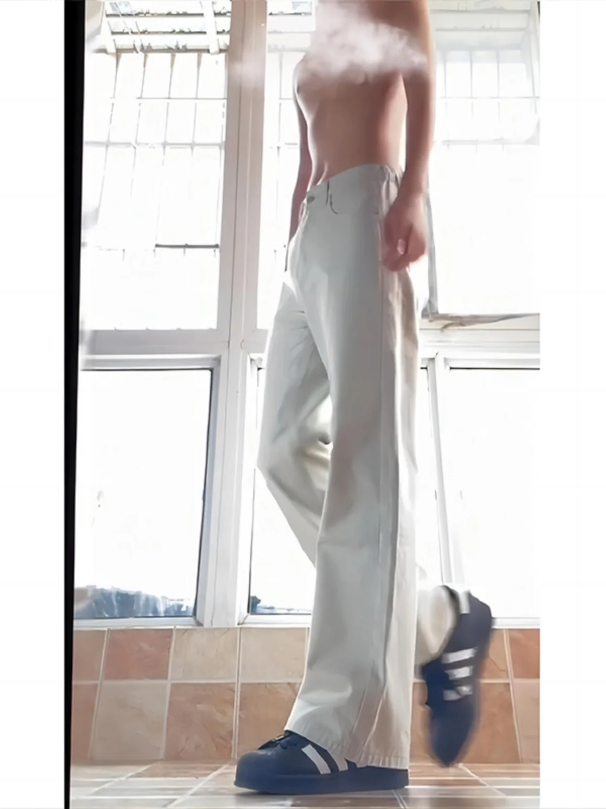 

Белые мужские летние джинсы Cleanfit Cool High Street Vibe, микро-клеш, модные городские прямые джинсы