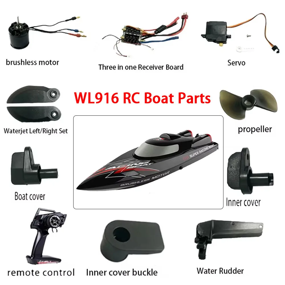WLtoys RC Boat Parts WL916 Contains ESC Brushless Motor Propeller Servo Remote Control Anti-Collision PVC Receiver Accessories