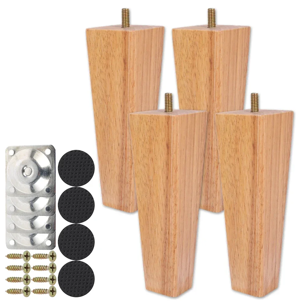 4 Pcs Solid Wood Furniture Legs Inclined Cone Sofa Bed Cabinet Table and Chair Replacement Feet Sloping Foot Height 6/10/15cm