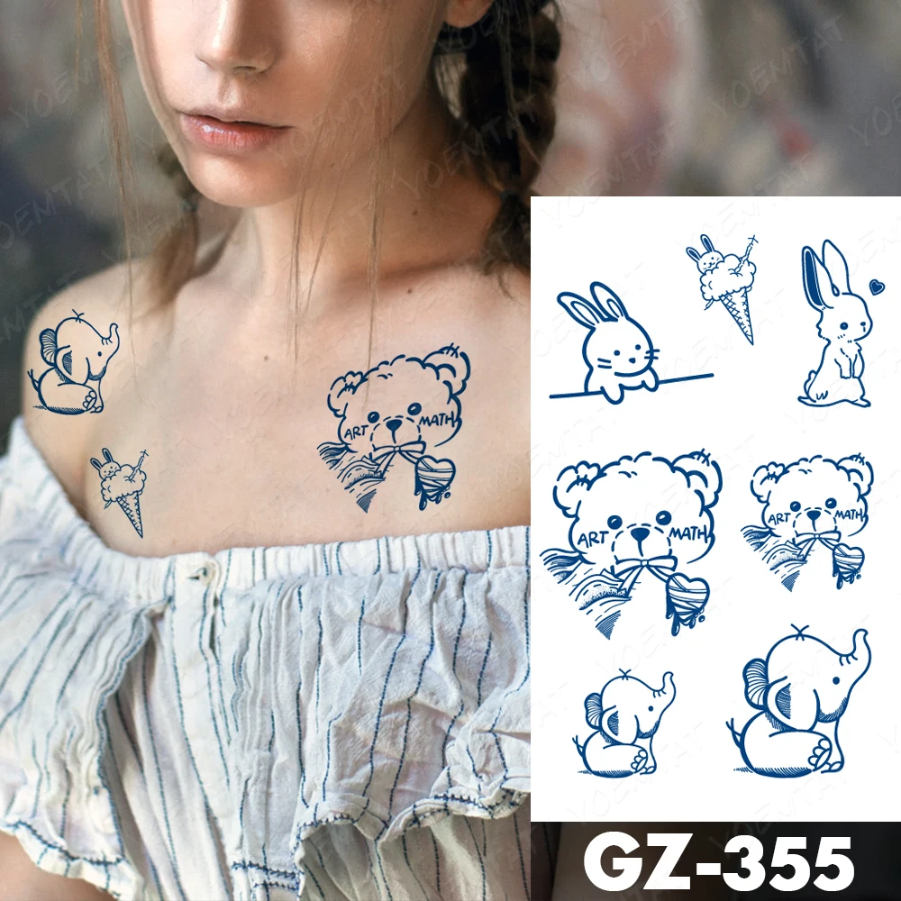 Semi-Permanent Herbal Waterproof Temporary Tattoo Sticker Butterfly Bow Tie Lasting Ink Tatto Sexy Body Art Fake Tattoos Women