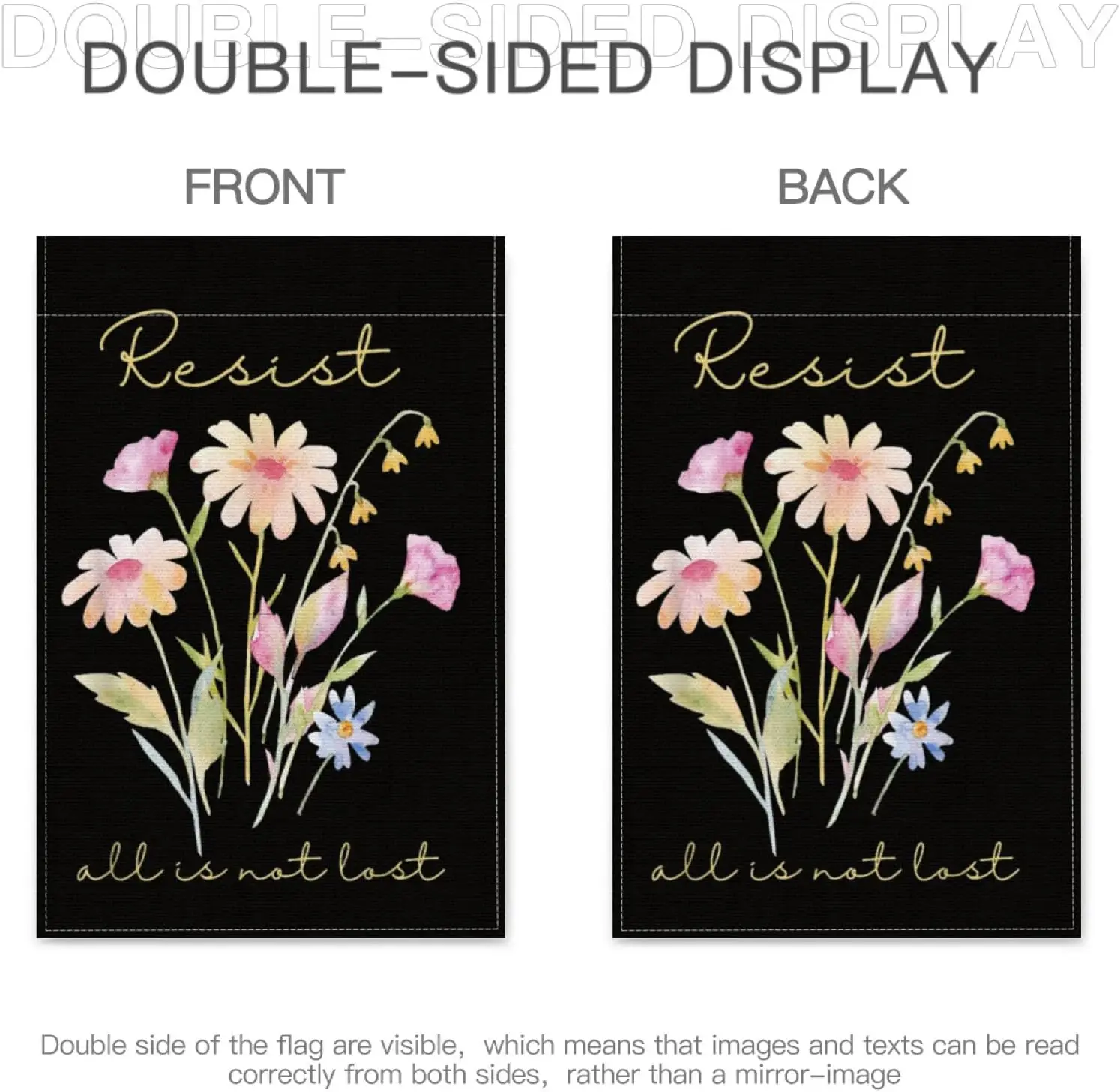 Resist Subtle Anti President Floral Botanical Protest Political Garden Flag,12x18 Inch Modern Geometric Patterns for Contemp IIC