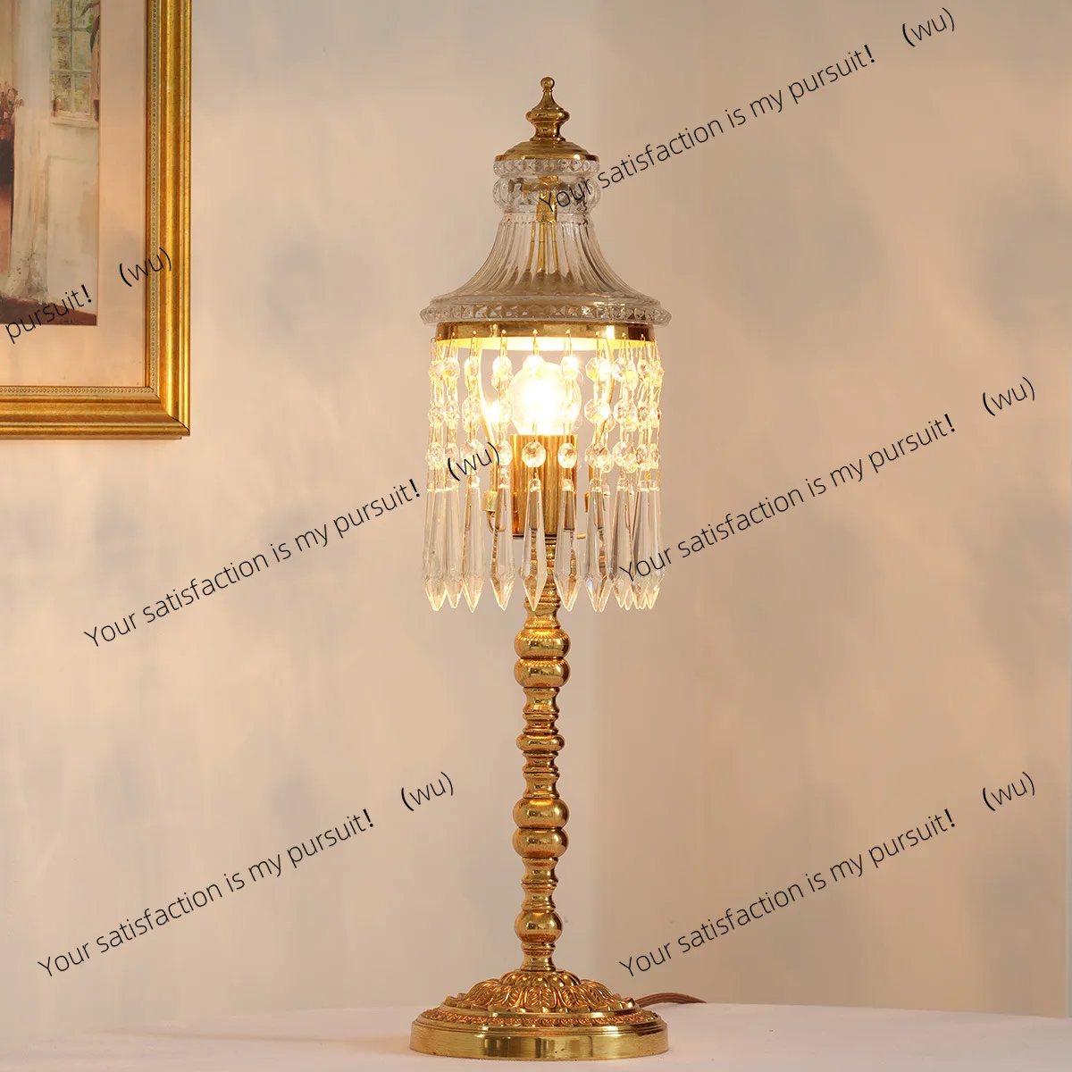 Italian crystal all-copper table lamp decorative table classical luxury lamp bedroom bedside  dining room decorative