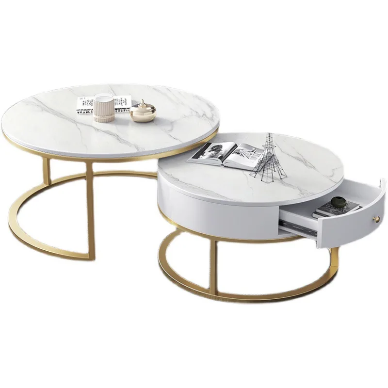 

Light luxury rock slab coffee table living room home modern office small apartment simple marble round child and mother combinat