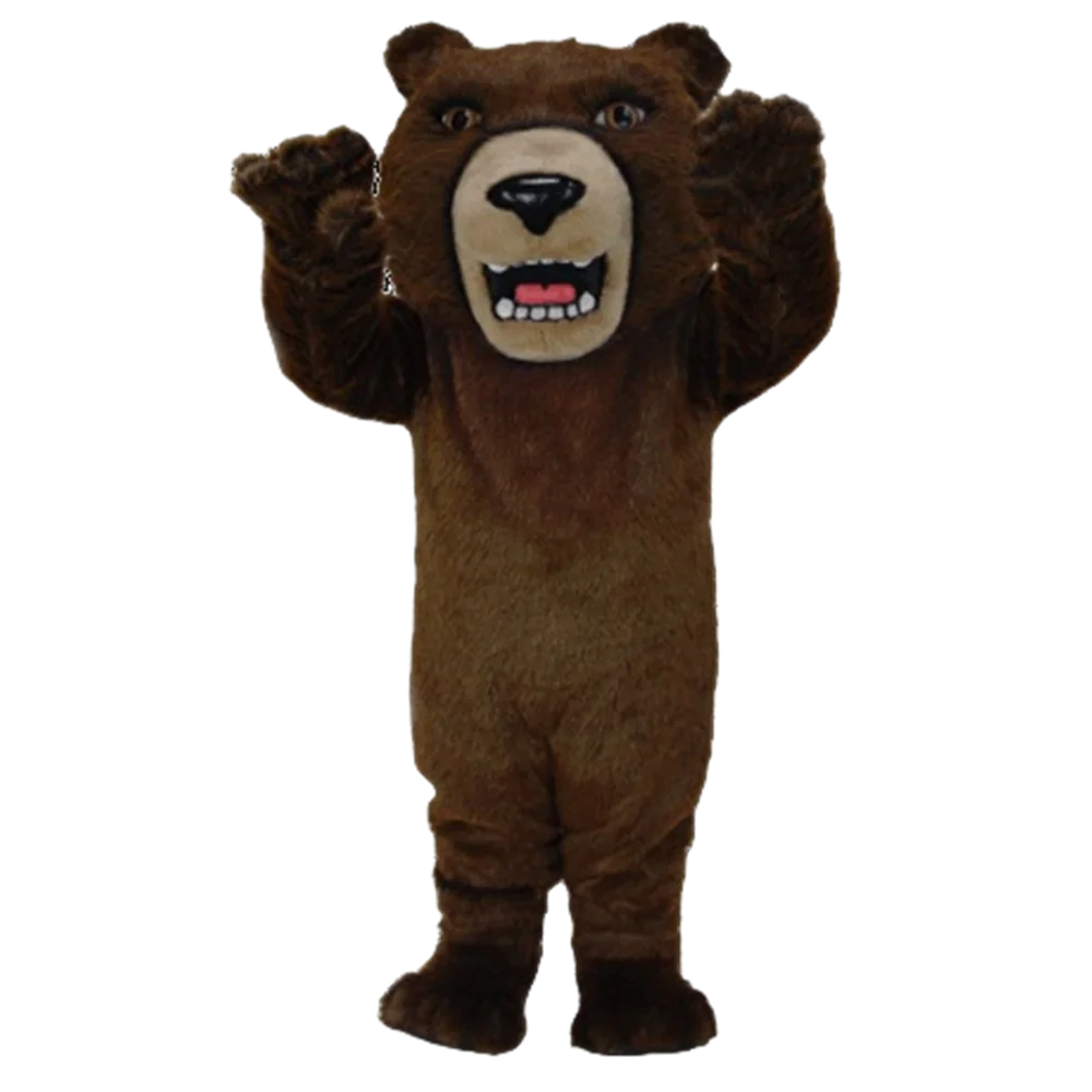 Fierce Brown Grizzly Mascot Costume Stage Performance Costumes Props Outfit Suit Fancy Dress With Mini fan and Helmet SW529