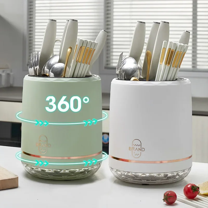 

Rotation Knife Holder Utensil Holder Kitchen Cutlery Drainer Tableware Storage Bucket Detachable Chopstick Spoon Storage Rack