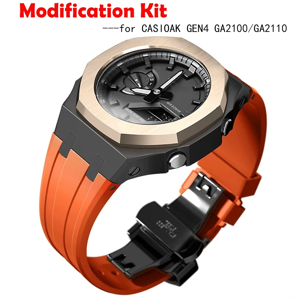 Gen4 Mod Kit for GA2100 Metal Bezel Casio Modification GEN4 Generation Rubber Watch Case Stainless Steel Strap GA 2100/2110