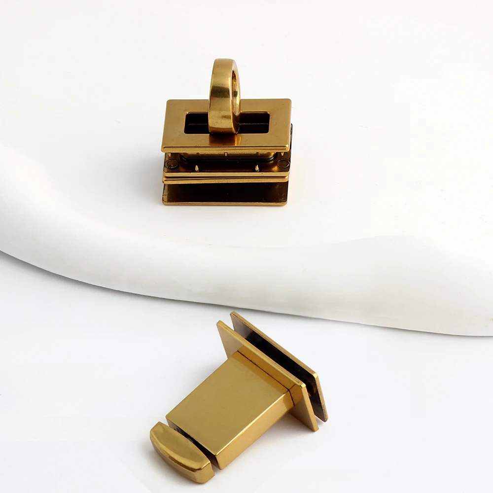 1/4/10Sets 35x28mm Satin Gold Metal Rectangle Twist Locks For DIY Leather Handbag Purse Bags Turn Lock Clasp Buckle Accessories