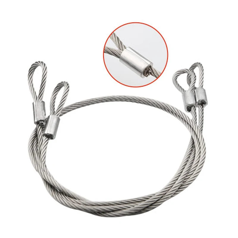Imagen 5: Cuerda de acero inoxidable 304 con extremos compactados con fundas de aluminio, cuerda para colgar luces de escenario, cuerda de seguridad para lámparas colgantes