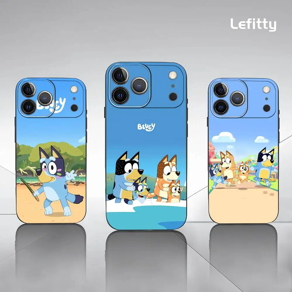 

Phone case 1PC Cartoon B-B-Bluey For iPhone 16 15 14 13 Pro Max Plus Mini Frosted Soft Shell Funda Shockproof Cases