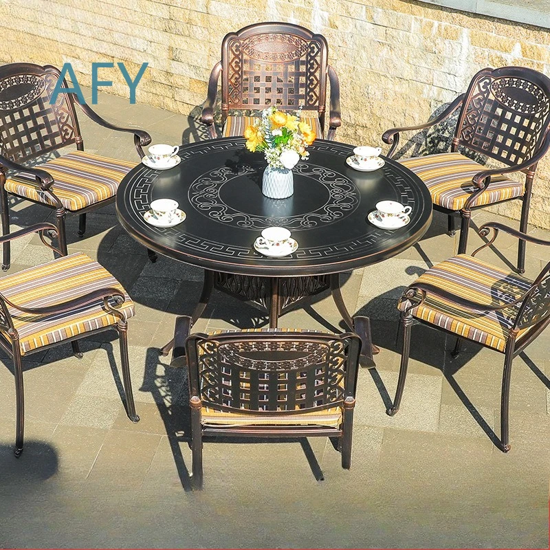 Cast Aluminum Outdoor Dining Set for Home Villa Yard Garden Patio Leisure Use Outdoor Table and Chairs Set Modern