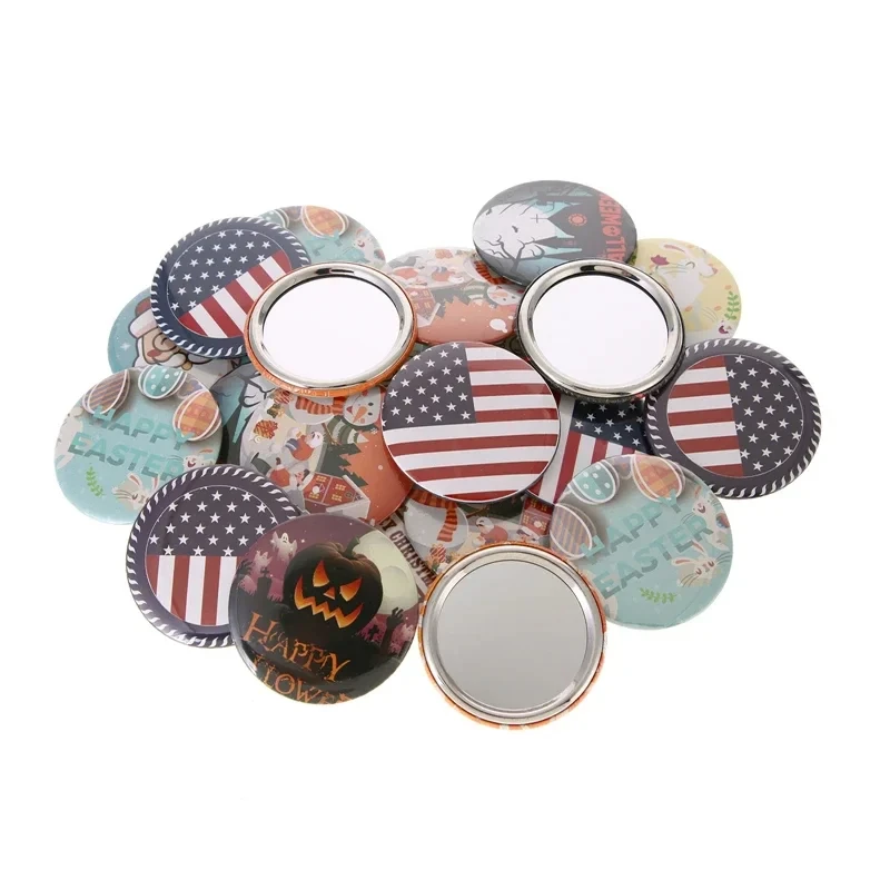 100pcs 58mm DIY Making Mini Tinplate Mirror Supplies Portable Pocket Mini Round Mirror for Button Badge Machine