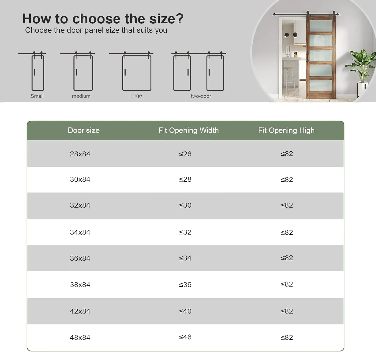 FREDBECK 36 x 84 inch Glass Barn Door with 6.6FT Barn Door Hardware Kit & Handle Included,5-Panel Frosted Glass, Water-Proof