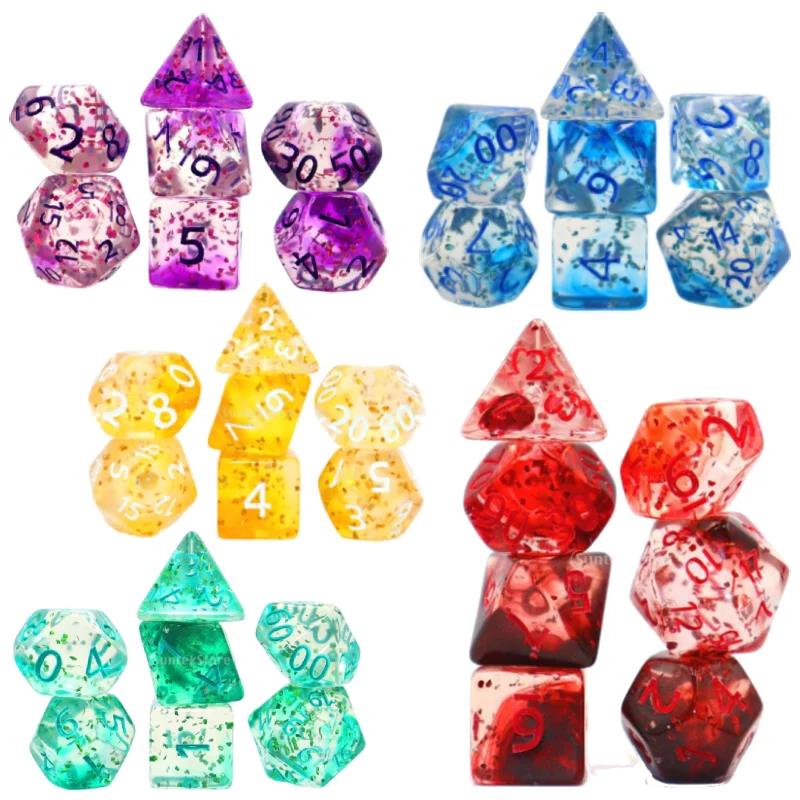 7 Pieces Polyhedral Dices D6 D4 D8 D10 D12 D20 for Role Play Drinking Prop Polyhedral RPG DIY Dices Set Board Games