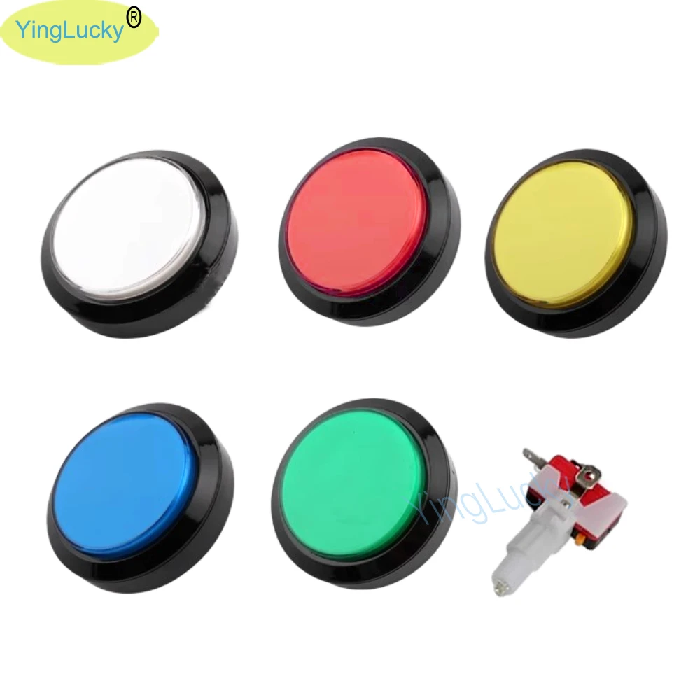 100mm Arcade-LED-Taste mit integriertem Reset-Schalter, flache beleuchtete Taste, große Taste für Spielkonsolen und Kranautomaten – Detail 2