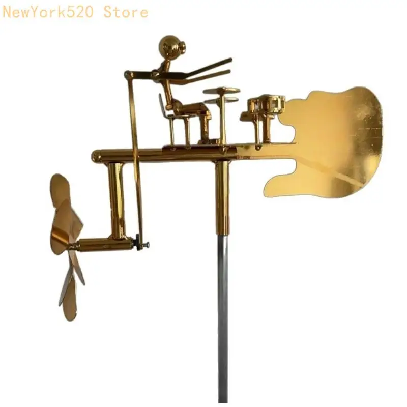 

N84C Decorative Wind Power Rock Art Statue The Drums with The Wind Percussionist Music Figurines and Statues for Garden
