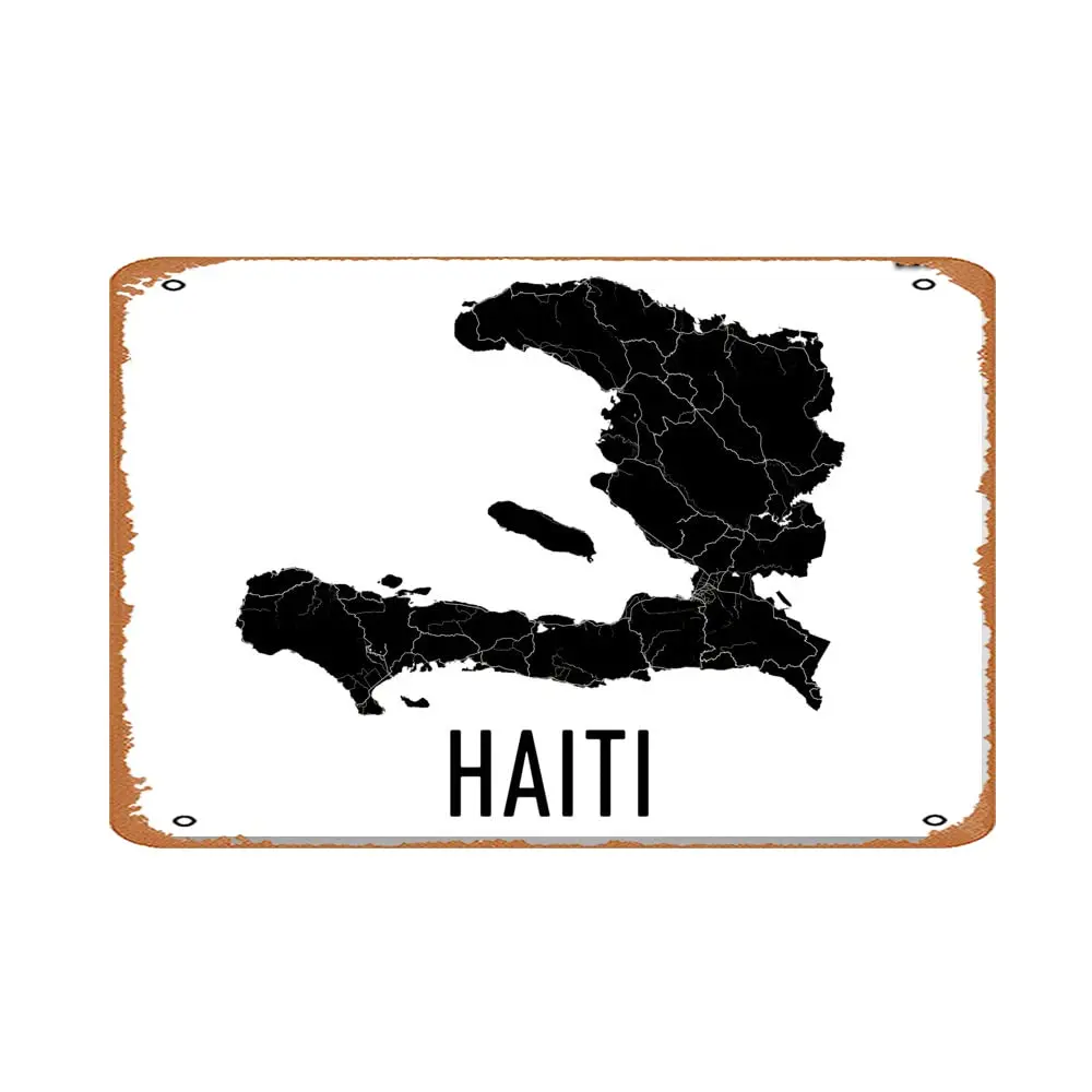 ASIOADWNA Tin Sign Vintage Haiti Map, Haitian Art, Map Of Haiti, Haitian Decor, Haiti Wall Art, Haitian Gifts, Haiti Map Ar sign
