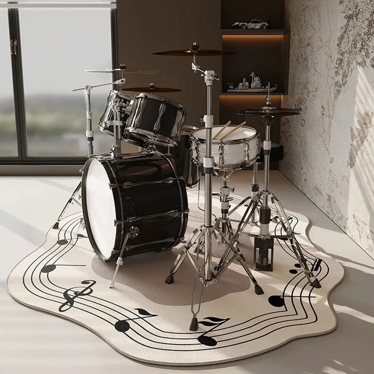 Drum Set Special Carpet Non-slip Waterproof Soundproof Floor Mat Irregular Minimalist Lines Rug Large Size Home Decoration Mats