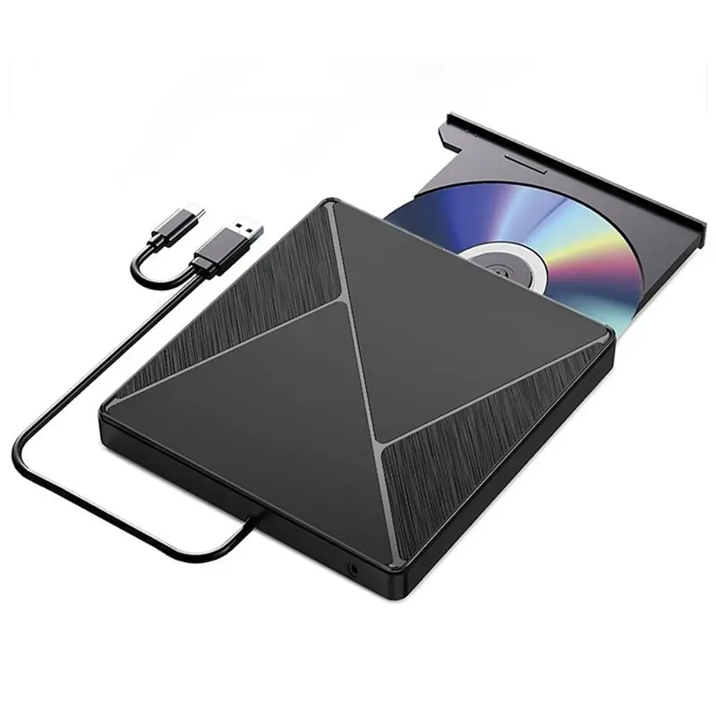 Unidade de DVD externa USB3.0, gravador de CD-ROM portátil, interface dupla tipo C, gravador de CD/DVD USB para laptop PC-Y41A