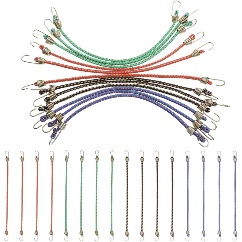 【OFF-SHELF】12 Pack Small Bungee Cords With Hooks 10 Inch Multicolor Rubber Bungee Straps For Bicycle Roof Rack Hang Outdoor Tent