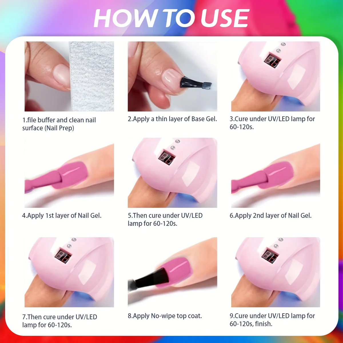 Un ensemble de 6 kits de nail art, de couleurs vives, adaptés aux soins des mains et des pieds dans les salons. Il est un cadeau idéal pour les amis et la famille