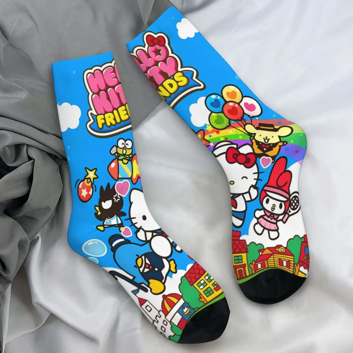 Hello Kitty Cinnamoroll Kuromi Friends Stockings Men's Socks Socks Spring Running Sports Non-Slip Design Socks Birthday Present