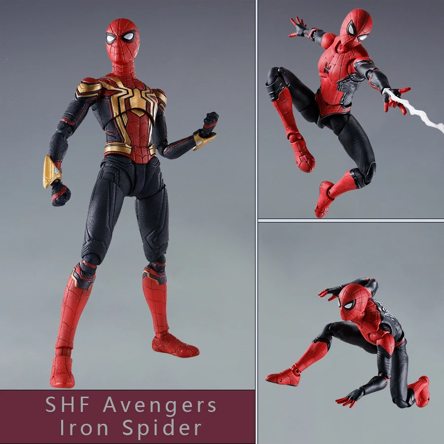 15cm SHF Avengers Heroes' Expedition Red Gold Red Black Iron Spider Man High Quality Action Figures Model Dolls Toys Gifts