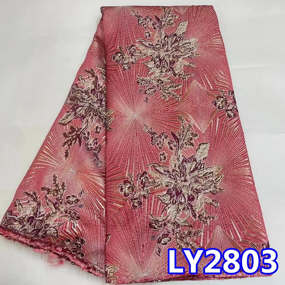 Latest Jacquard Organza Fabric Nigerian Brocade Lace Fabric Skin Healthy African Tulle Net Lace For Women Wedding Dress LY2803