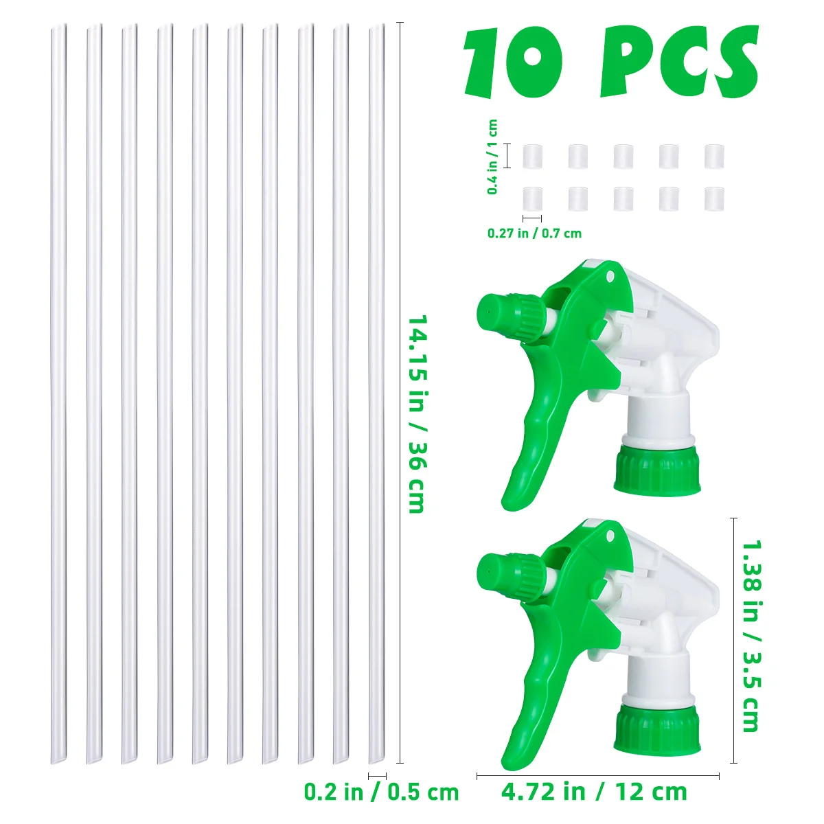 

10Pcs Hand Press Nozzle Plastic Spray Head for Watering Plants Fine Mist Steam Sprayer Long Straw Design Comfortable