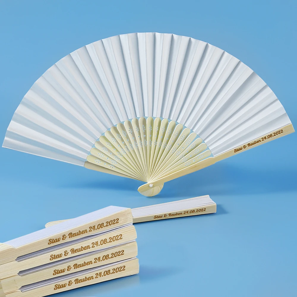 Personalized Hand-Painted Foldable Paper Fan, Portable Party Supplies, Wedding Gift, 50 Pcs, 80Pcs