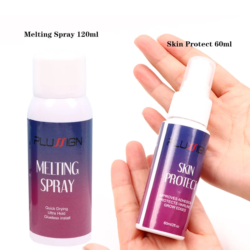 

Plussign Lace Wig Melting Spray 120Ml Invisible Adhesives And 60Ml Skin Clean Protect Spray 2Pcs Glueless Wig Install Kit Set