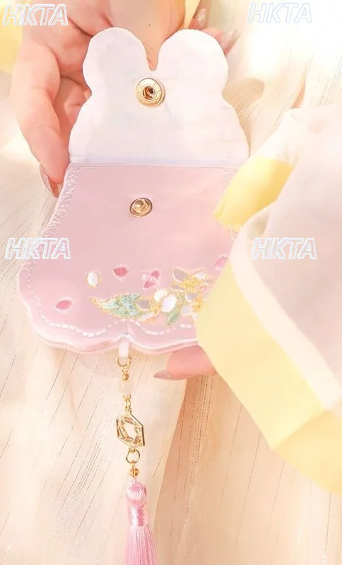 Chinese Sweet Cute Butterfly Hanfu Bag Accessories Purse Cosplay Kawaii Lolita Flower Embroidery Fringed Pendant Backpacks Women