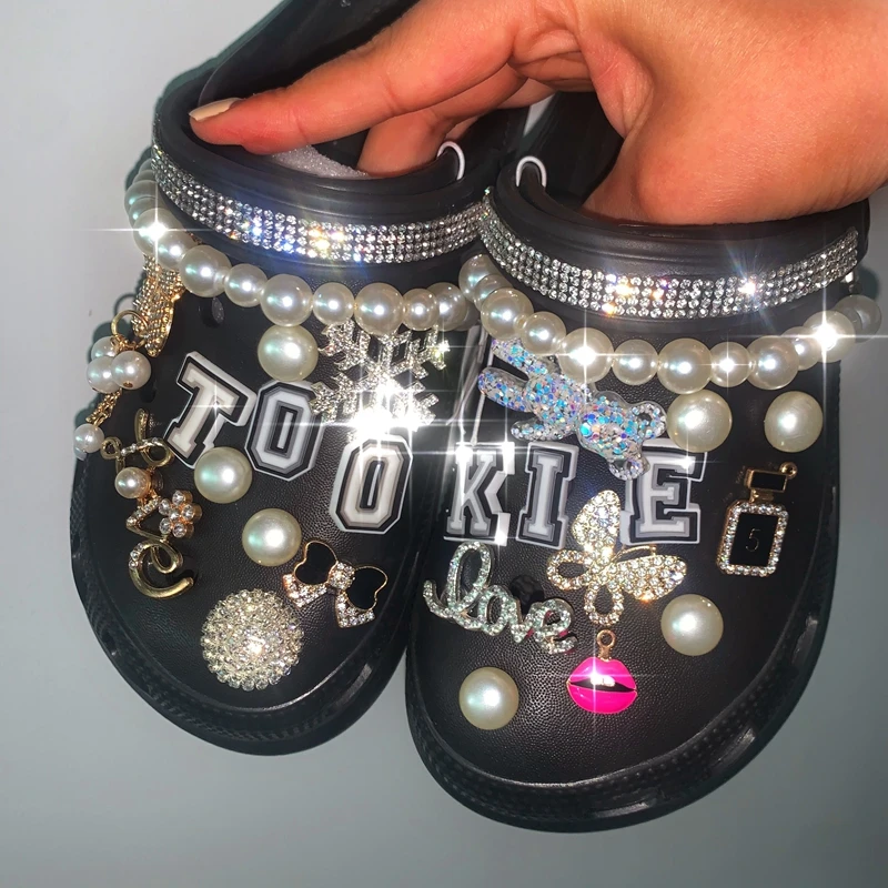 Summer Women Slippers Garden Sandals Platform Clogs EVA Luxury Shiny Pearl Decoration Casual Outdoor Flip Flops Shoe Female