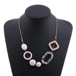 Women's Acrylic Beads Necklaces Round Circle Pendants for Women Colorful Beaded Necklace Fashion Chic Jewelry