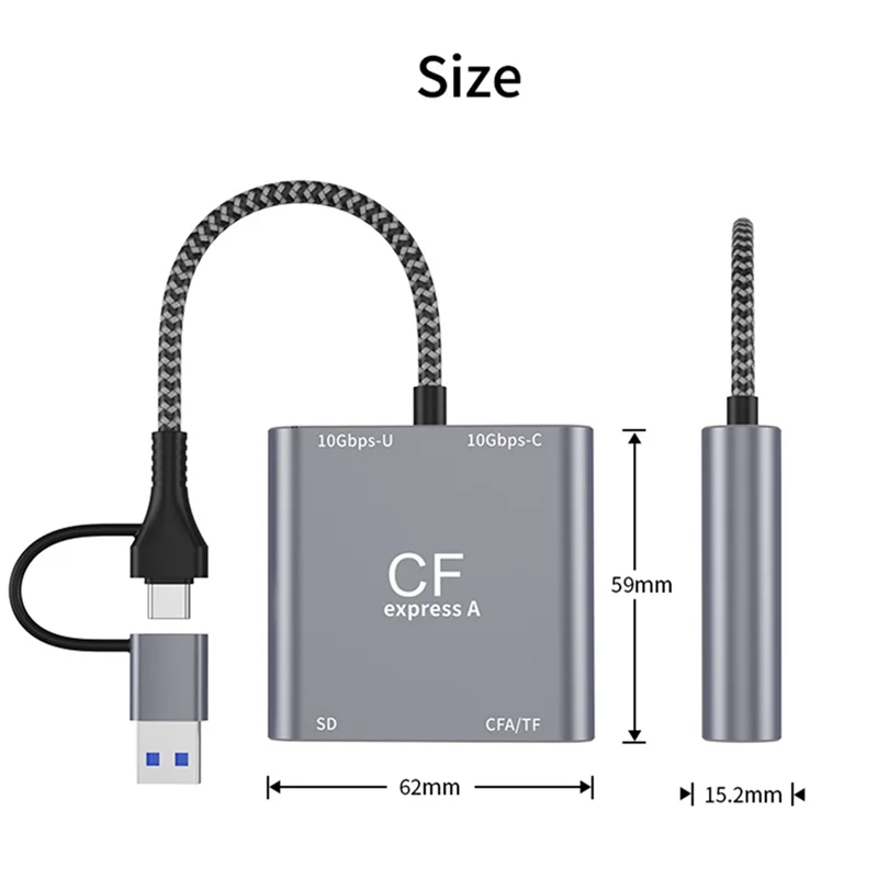 AAAEL-Cfexpress 3In1 Typea SD TF Pembaca Kartu Kecepatan Tinggi USB3.2 Gen2 10Gbps USB-C Hub