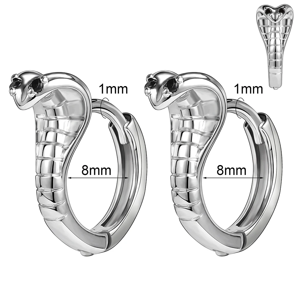 AOEDEJ 18G 1 Paar Punk-Schädel-Creolen-Ohrringe, Schmuck, Vintage, lange Schlangen-Ohrstecker, Edelstahl, Gothic-Schlangen-Ohr-Anhänger für Herren