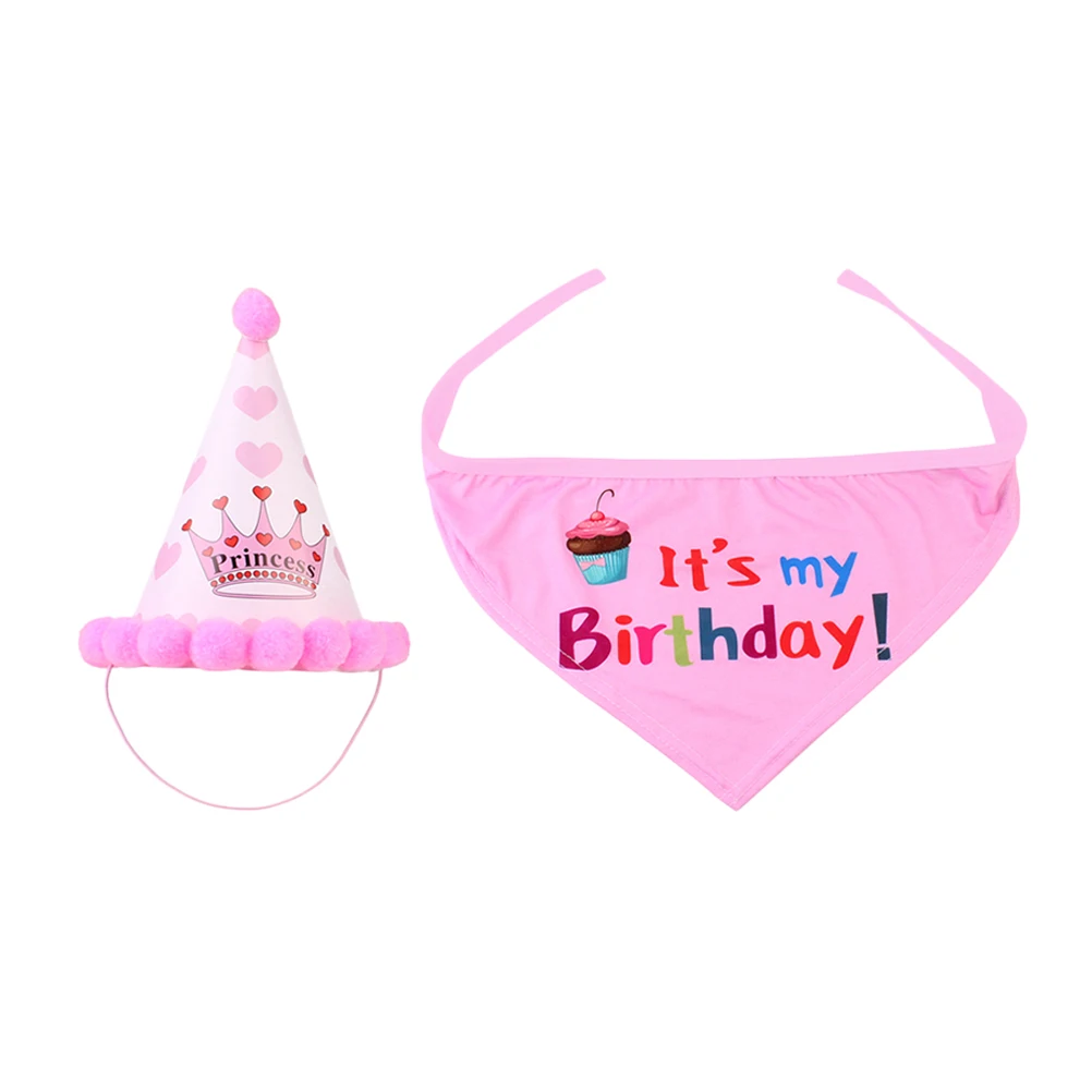 

2Pcs B Birthday Triangle B Collar Bib Scarfs Bib Animal Drool Proof Party Dog Scarf Decor Dog Accessories