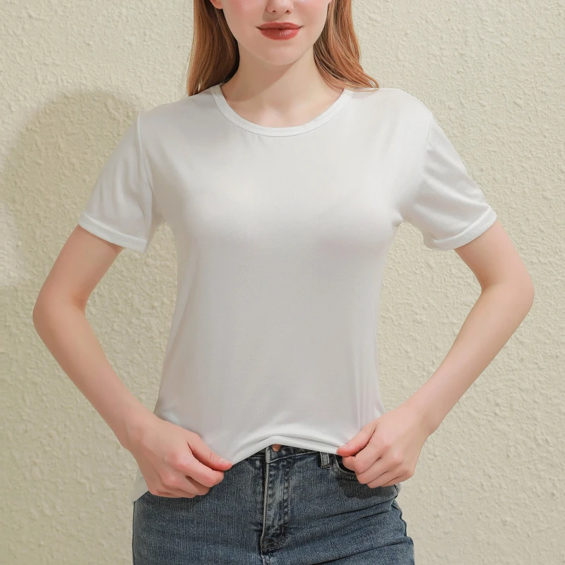 Women Solid Color V/O Neck Short Sleeve T-shirt Summer Thin Slim Harajuku Casual Daily Outdoor Ladies Tops