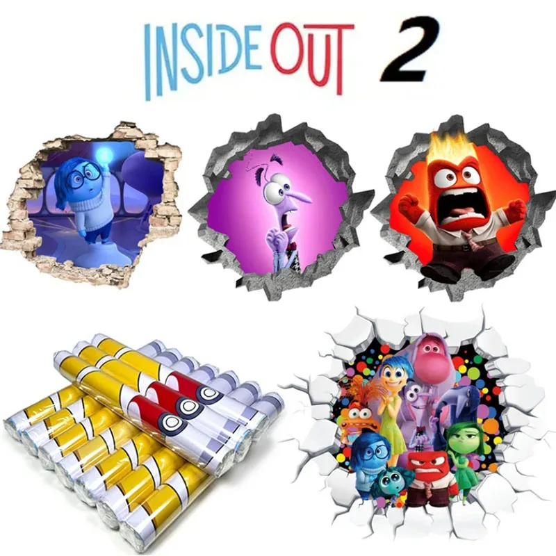 NEW Inside Out 2 Anime Stickers Home Decoration 3D Stickers Cute Cartoon Anime Figure Anger Sadness Image Waterproof Sticker Toy