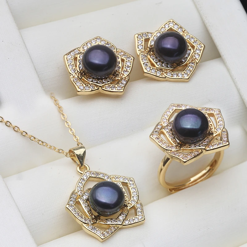

Gold Plated Pearl Jewelry Set Wife Mother Birthday Gift White