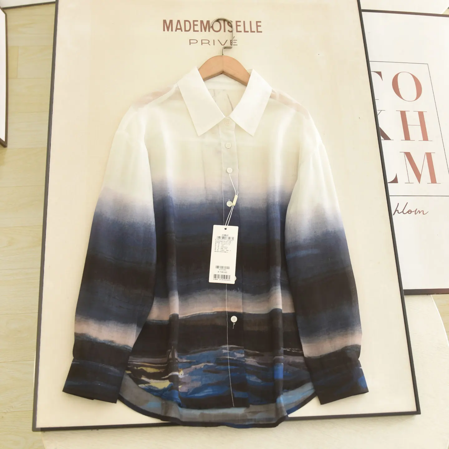 McSystem 2026 Summer New Design Gradient Smudge Casual Loose Slimming Thin Long Sleeve Women's Shirt Breathable Loose Fit