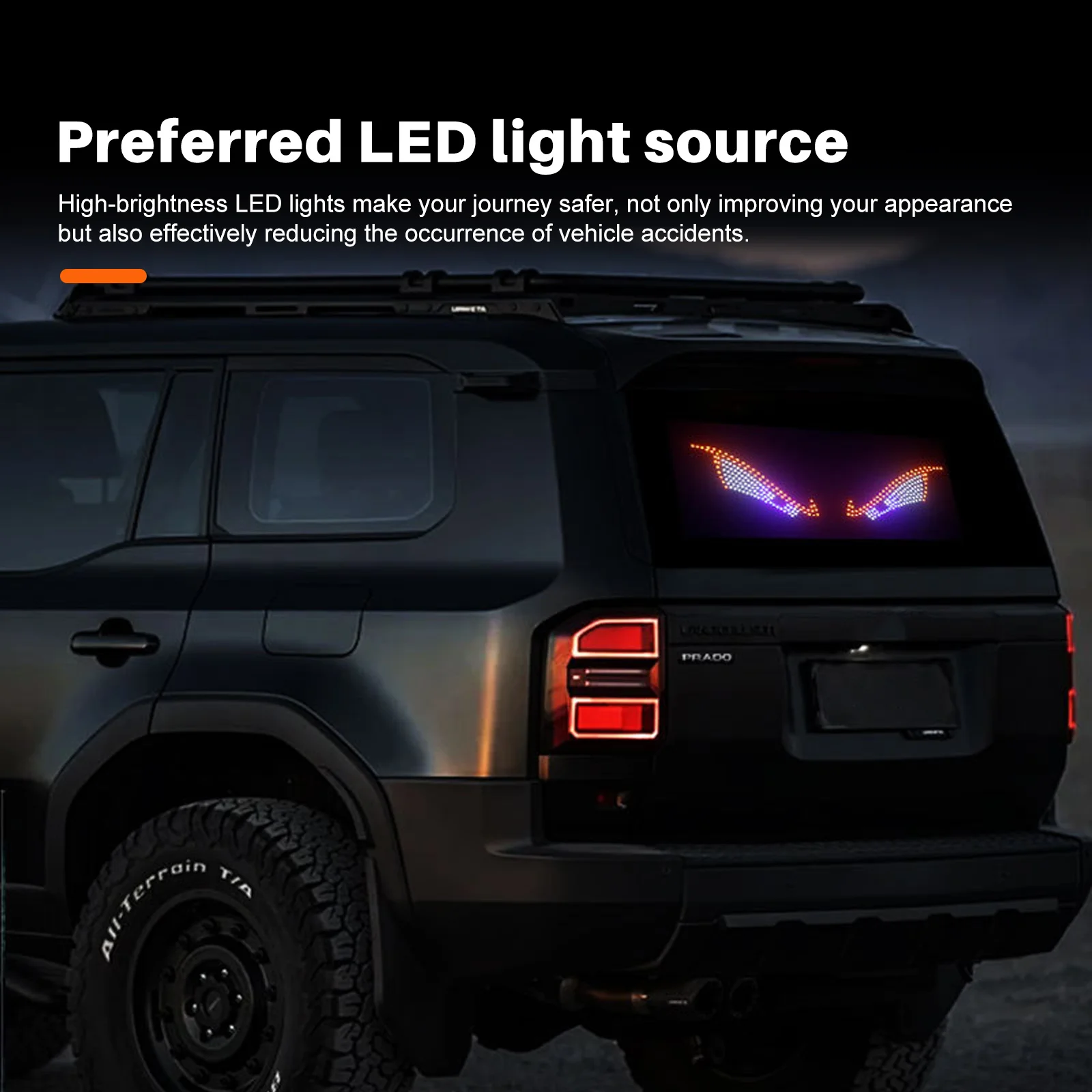 USB Dynamic Big Devil Eyes Light For Cars Truck Eyes Display LED Decorative Light Panel 11 Modes Soft Glow Expression Light Acc