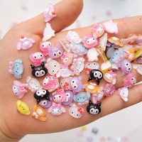 50Pcs Sanrio Cute Cartoon Nail Charms - Kuromi, Melody, Cinnamoroll & Pochacco 3D Resin Decorations for DIY Manicure Phone Cases