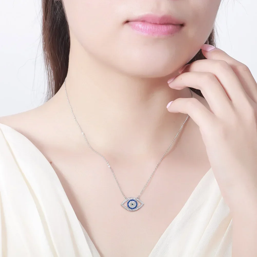 Kaletine autentyczne 925 Sterling Silver naszyjnik oko proroka szczęście niebieskie oczy Punk wisiorek naszyjniki dla kobiet Collares Fine Jewelry — zdjęcie 6