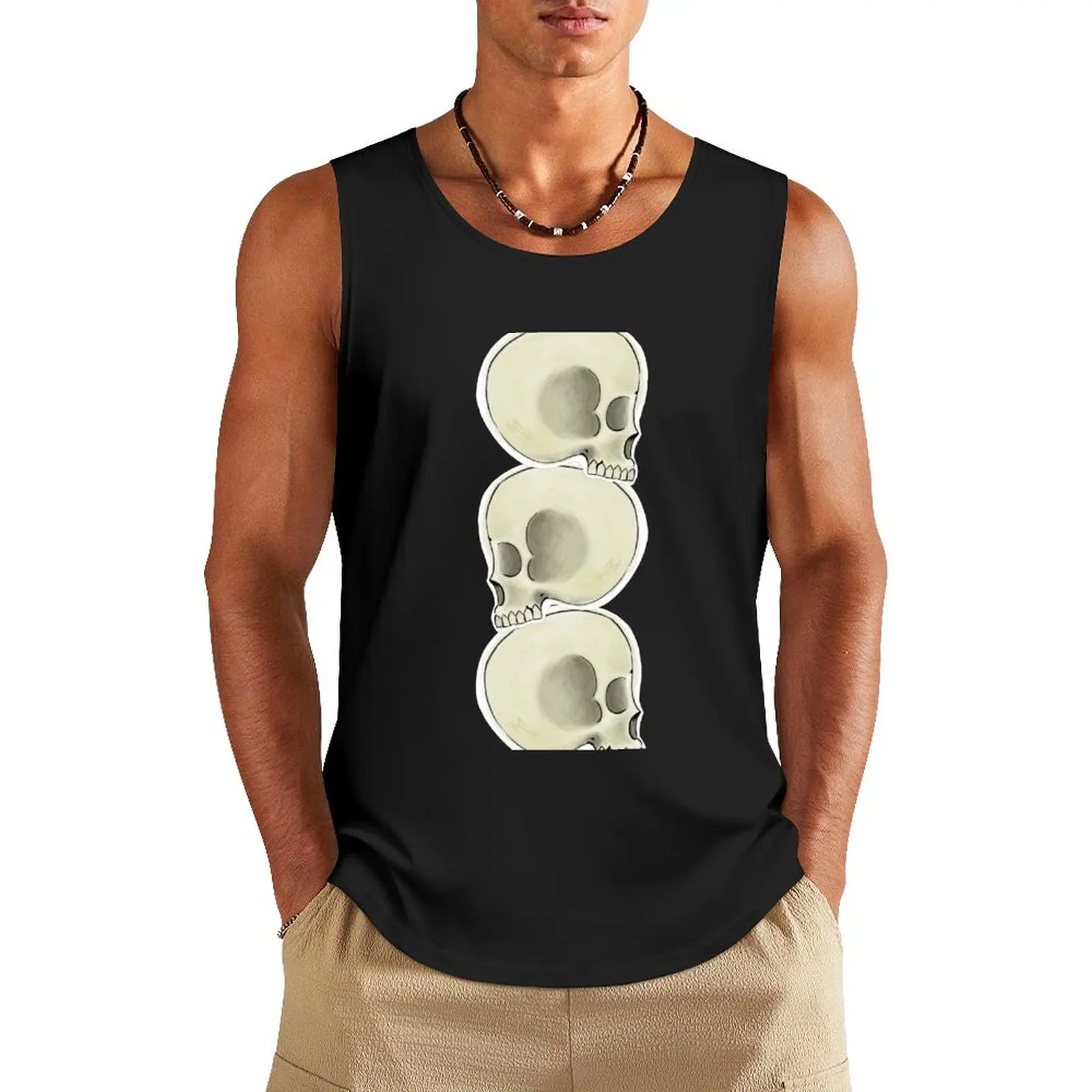 Pile of Skulls Tank Top sleeveless gym shirts male cool things gym t-shirts man bodybuilding