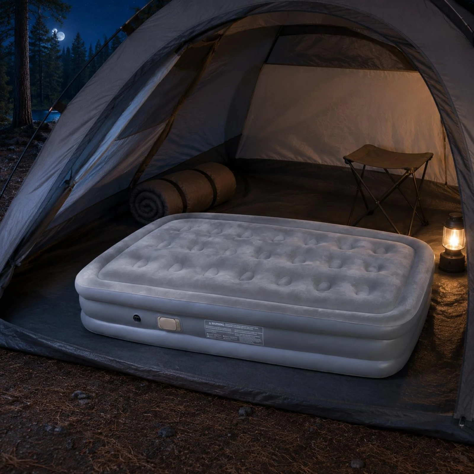Portable Camping Air Mattress Built-in Pump Auto Inflate Bed Flocked Air Bed Sturdy Support Thick Inflatable Mattress Versatile - view 2