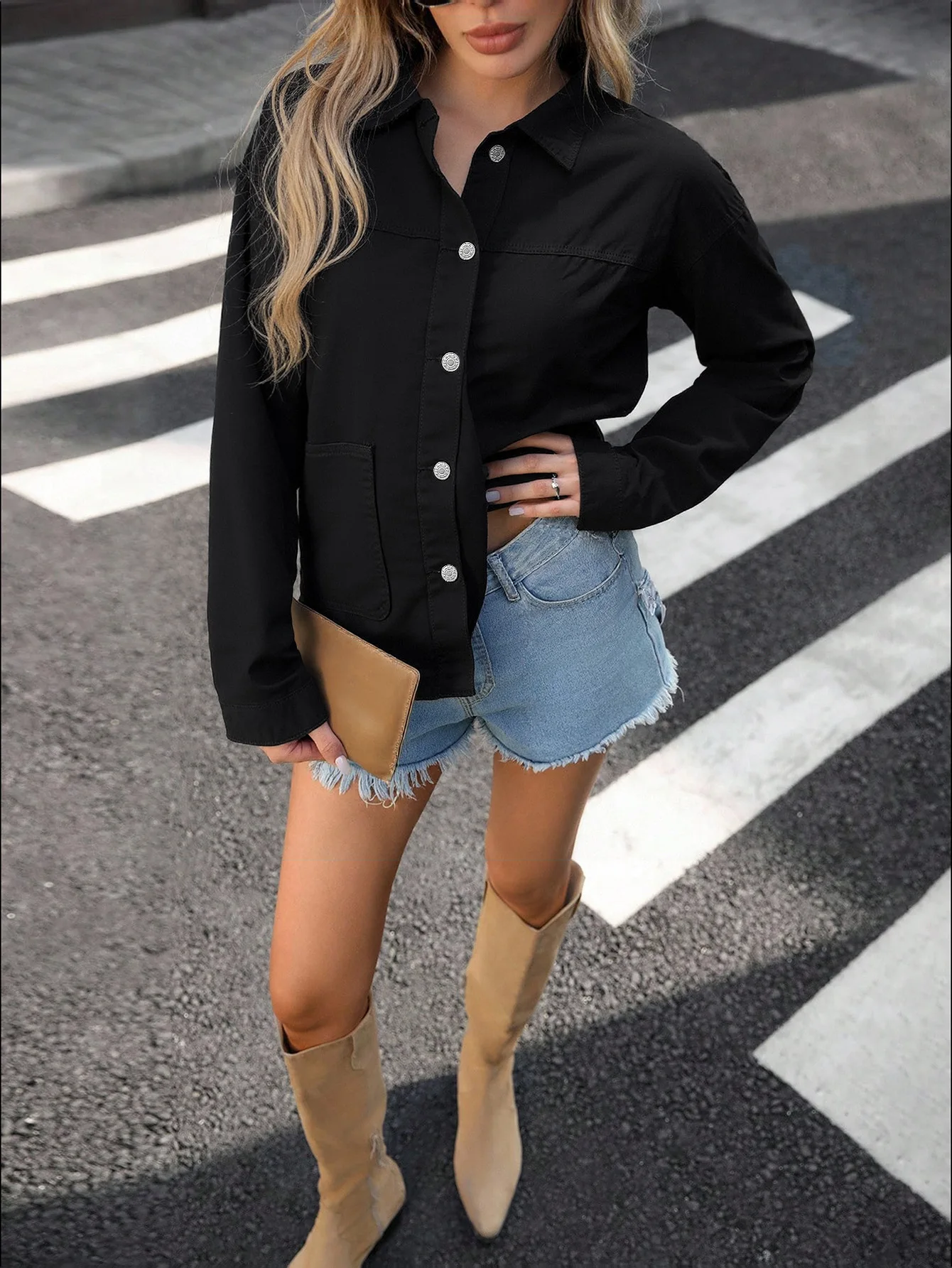 Summer Trend Women's Single-Button Long-Sleeved Denim Blazer Stylish Multi-Purpose Fashionable 2026