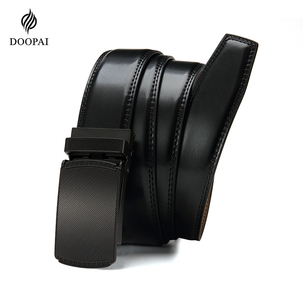 

Мужские ремни DOOPAI с автоматической пряжкой, ремень из натуральной кожи высокого качества для мужчин, кожаный ремешок, повседневный ремень для джинсов 105 115 125 135 см