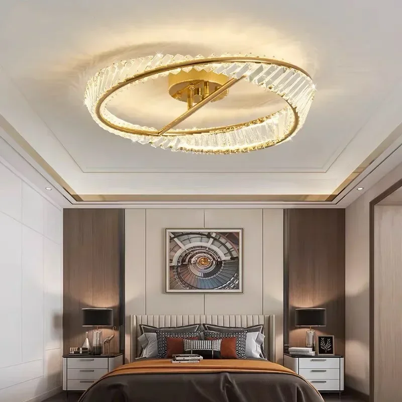 Italian Luxury Crystal Ceiling Lamp Modern Master Bedroom 2025 New Creative Ring Dining Living Room Led Light Luster Chandelier